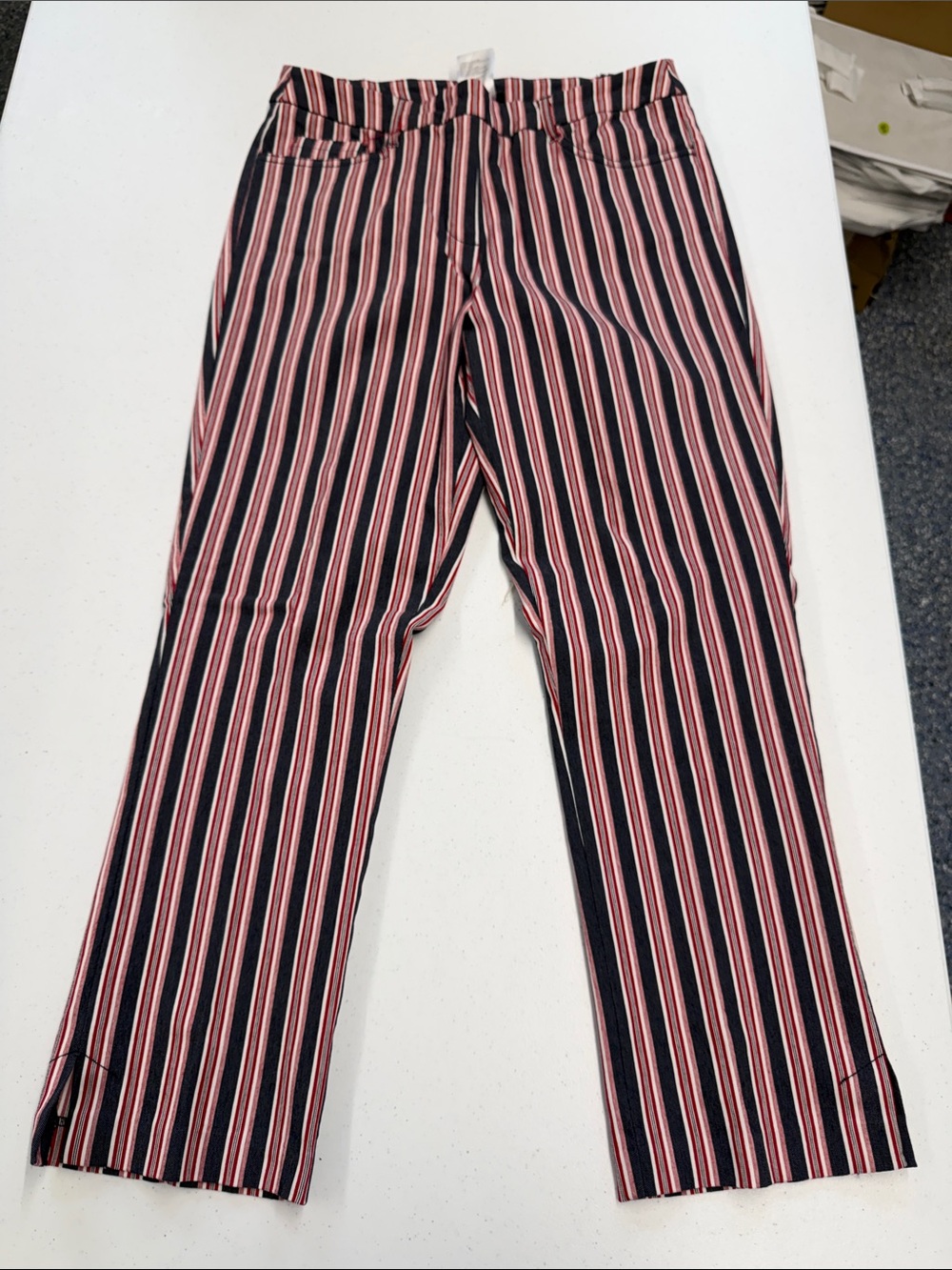 Tribal Red, White & Navy Vertical Stripe Pants